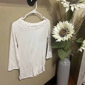 Maurices White Long Sleeve Eyelet Tee